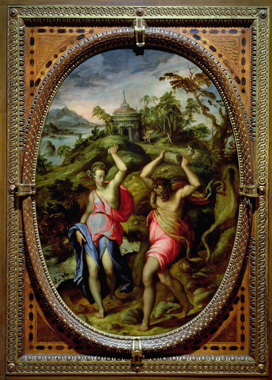 Deucalion and Pyrrha, 1572 (skifer) af Andrea di Mariotto del Minga