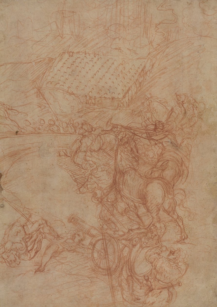 Slaget ved Spoleto, ca. 1575 (rødkridt på papir) af Andrea (1539-1614) Vicentino