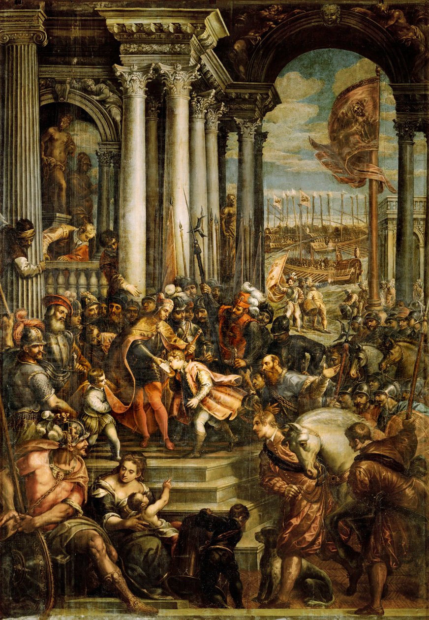 Den byzantinske kejser Alexius IV Angelus ... (olie på lærred) af Andrea (1539 1614) Vicentino