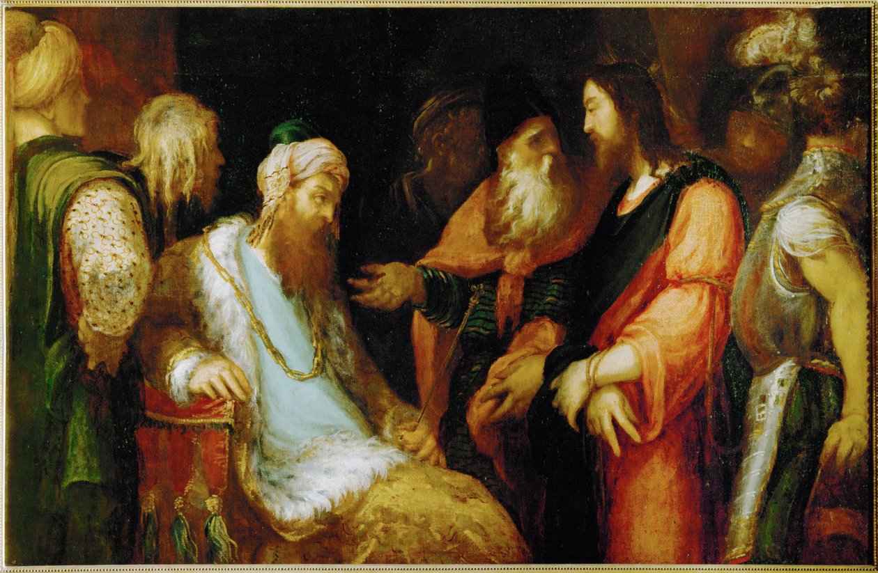 Kristus foran Herodes ... (maleri på lærred) af Andrea (fl.1527/30-63) Schiavone