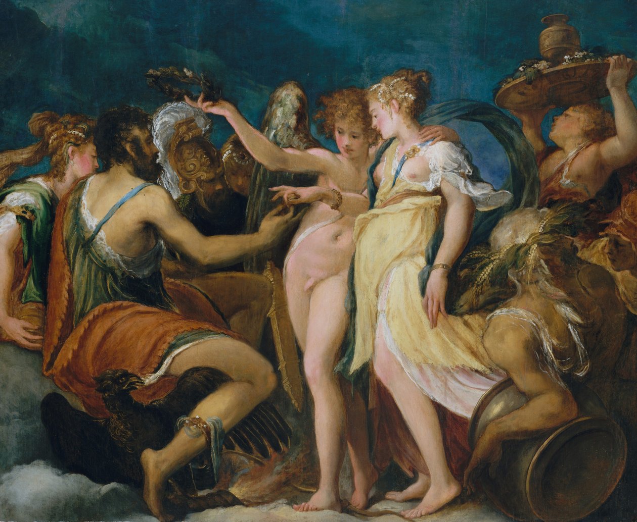 Ægteskabet mellem Amor og Psyke, ca. 1550 (olie på træ, overført til Masonite) af Andrea Schiavone