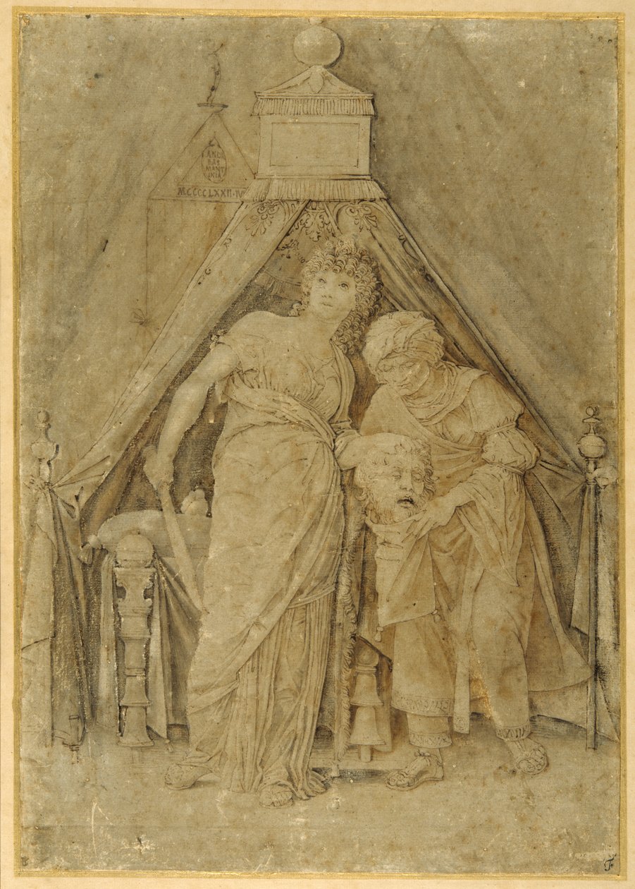Judith med hovedet af Holofernes, efter Mantegna (pen & brun blæk med brun vask) af Andrea (follower of) Mantegna