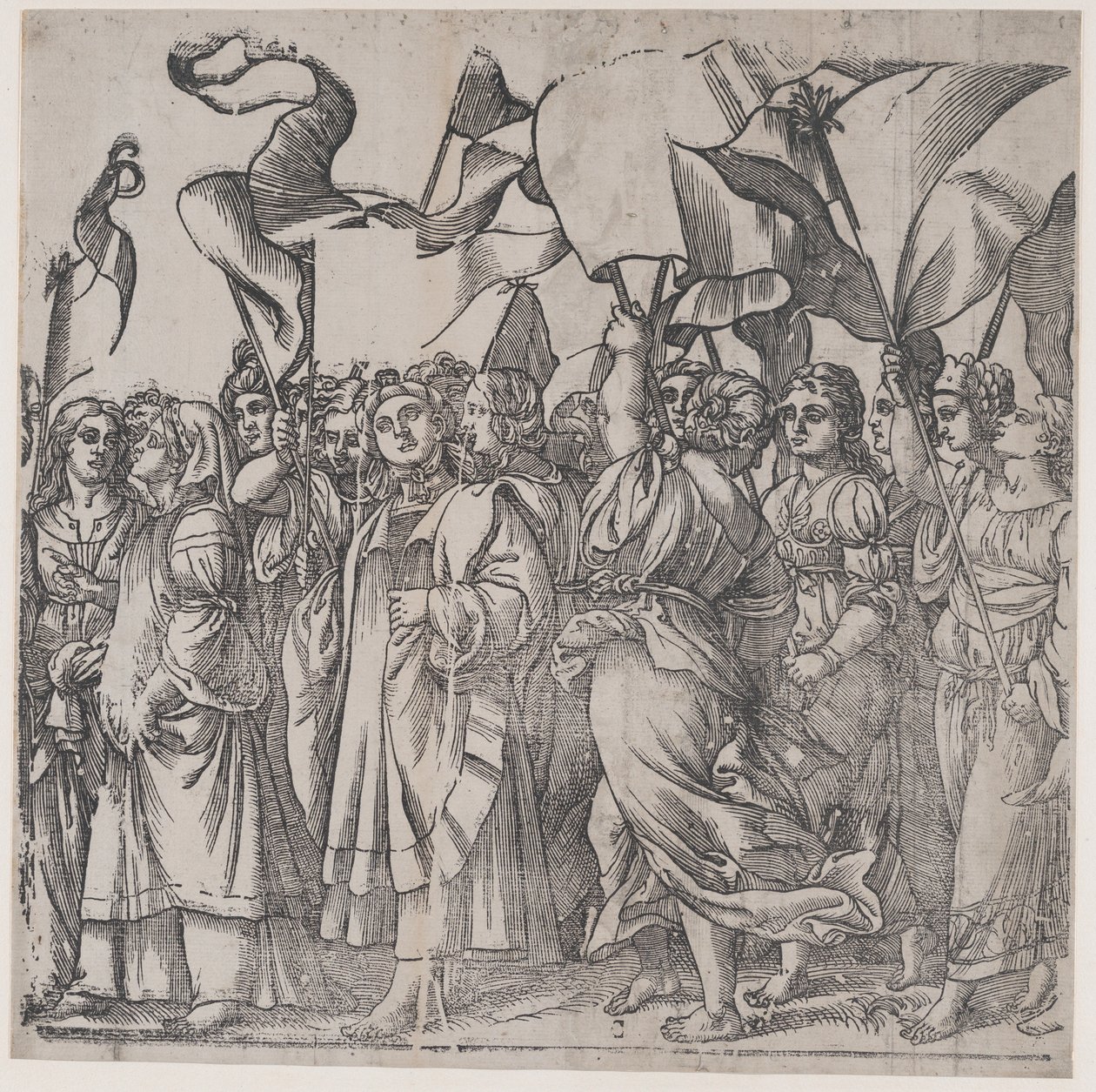 Afsnit C: kvindelige martyrer og helgener, der holder bannere, fra The Triumph of Christ, 1836. af Andrea Andreani