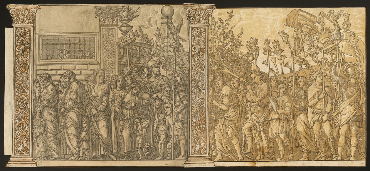 Julius Cæsars triumf [nr. 7 og 8 plus 2 søjler], 1599. af Andrea Andreani