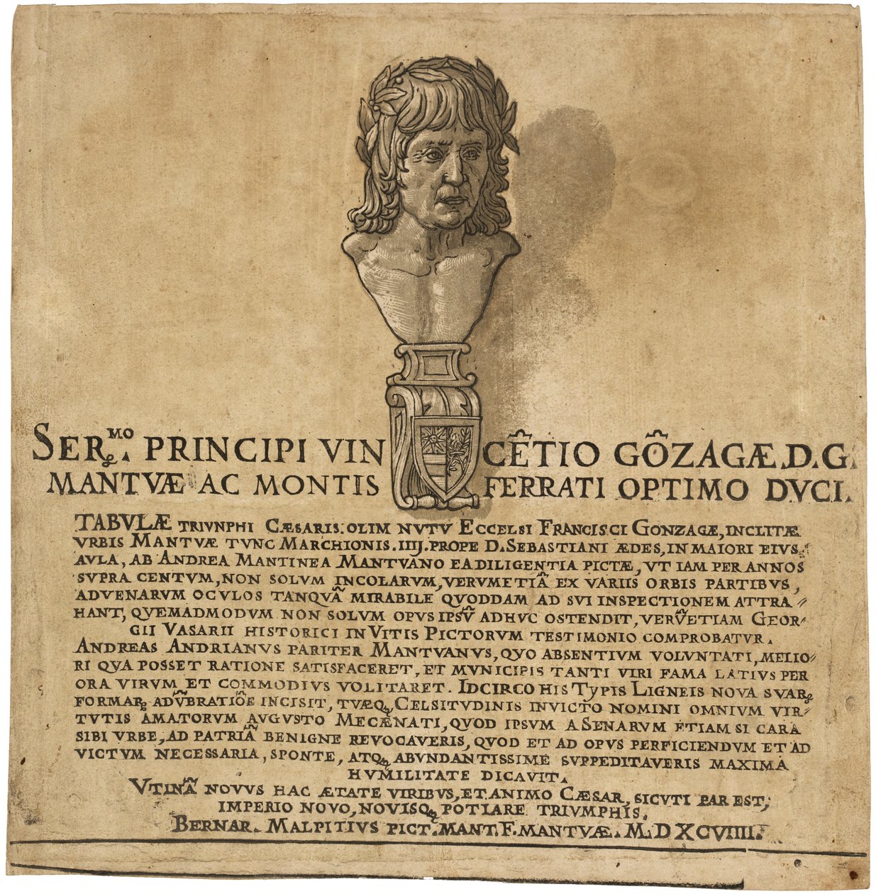 Julius Cæsars triumf: Titelblad af Andrea Andreani after Andrea Mantegna