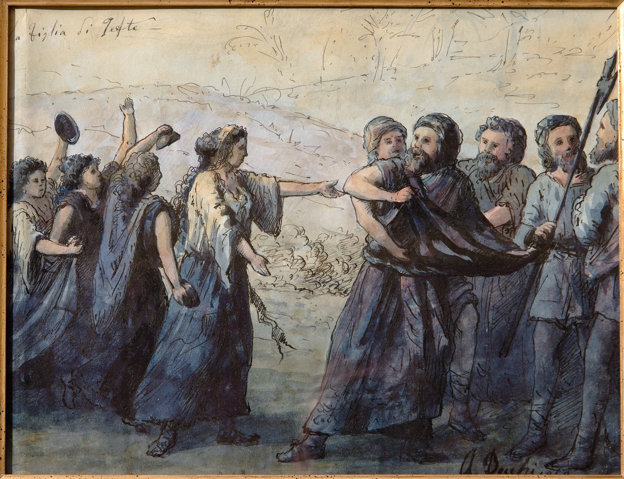 Jeftas datter (akvarel) tegning med indisk blæk, cm. 31 x 23,5. af Andrea Becchi