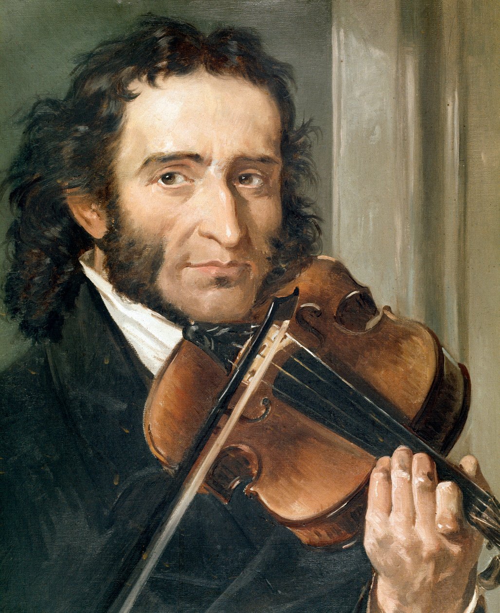 Portræt af Nicolo Paganini (1782-1840) italiensk violinist og komponist. af Andrea Cefaly