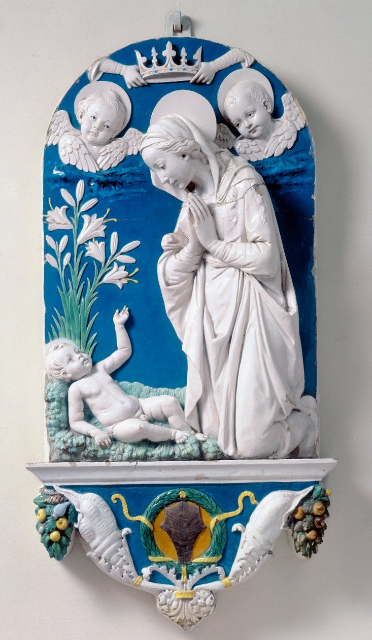 Madonna af liljerne, tilbedelse af barnet af Andrea Della Robbia