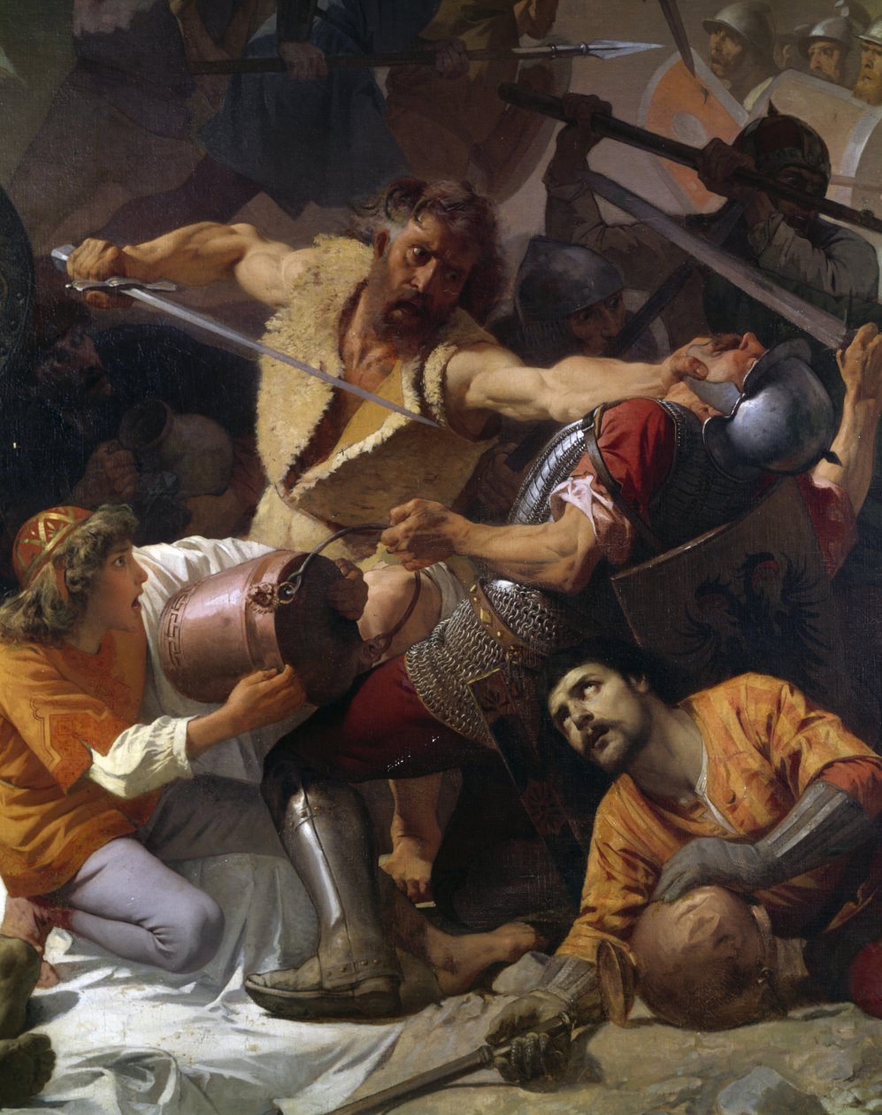 Sammenstød mellem borgerne i Tortona og den kejserlige hær, detalje fra The Constancy of Tortona eller Thirst of Tortona af Andrea Gastaldi