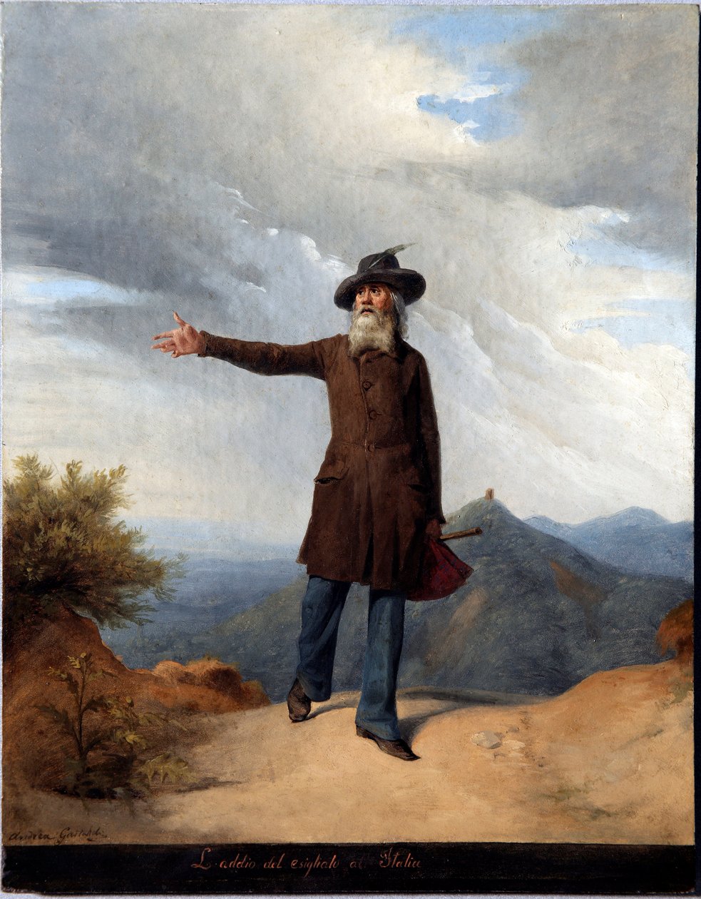 Farvel til eksilet. Med Giuseppe Mazzini tvunget til at gå i eksil i Schweiz i 1831 (maleri af Andrea Gastaldi