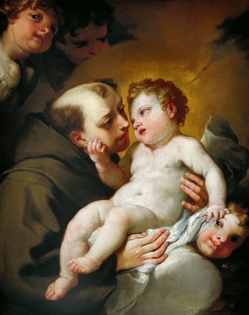 Sankt Antonius af Padova med Jesusbarnet, af Andrea Lanzani (1641-1712), olie på lærred, 92x78 cm af Andrea Lanzani