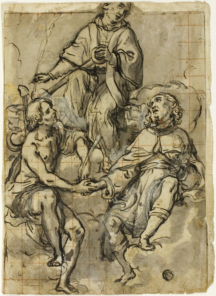 Saint Clement flankeret af Saints Sebastian og Roch af Andrea Lilio