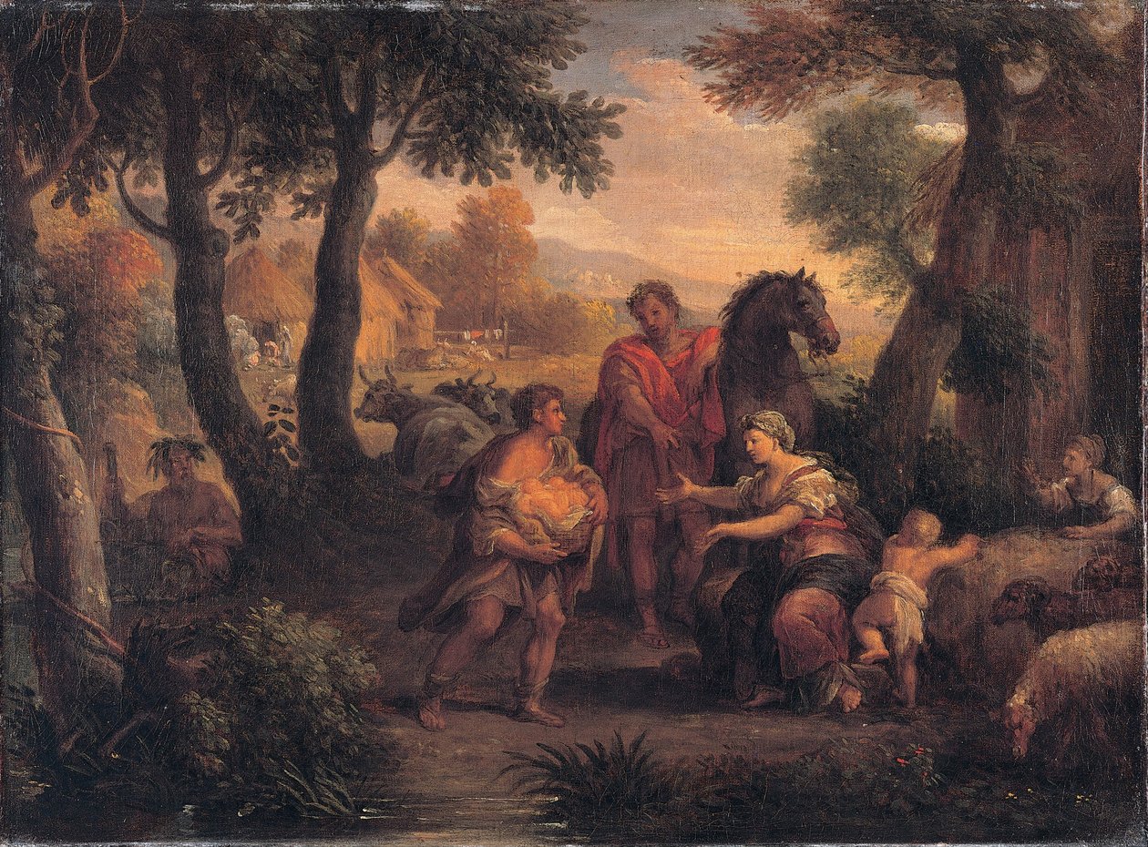 Fundet af Romulus og Remus, ca. 1720-1740 af Andrea Lucatelli