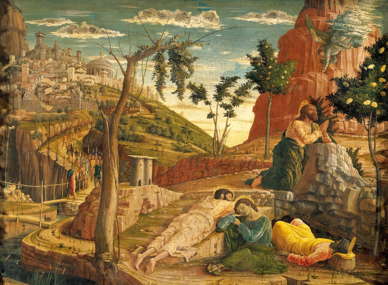 Agony in Garden af Andrea Mantegna (1431-1506), Tempera på træ, 71x94 cm af Andrea Mantegna