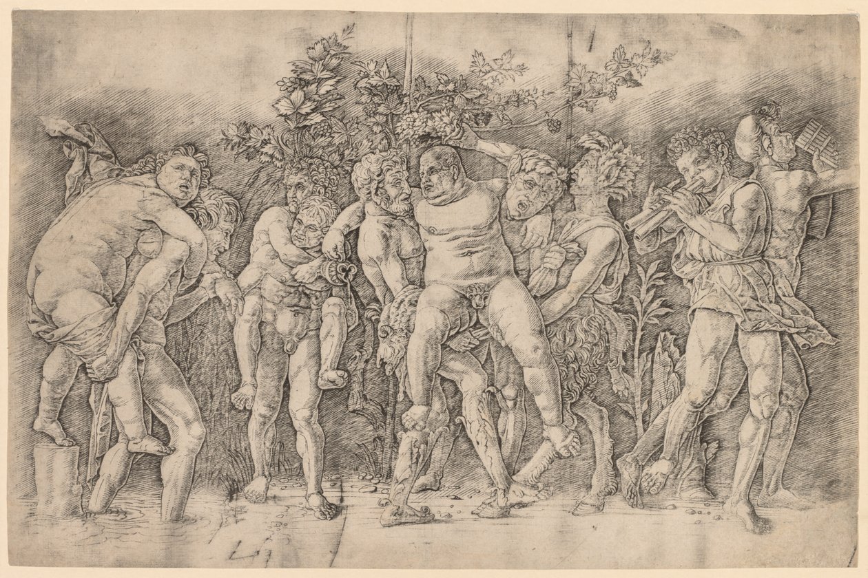 Bacchanal med Silenus. af Andrea Mantegna