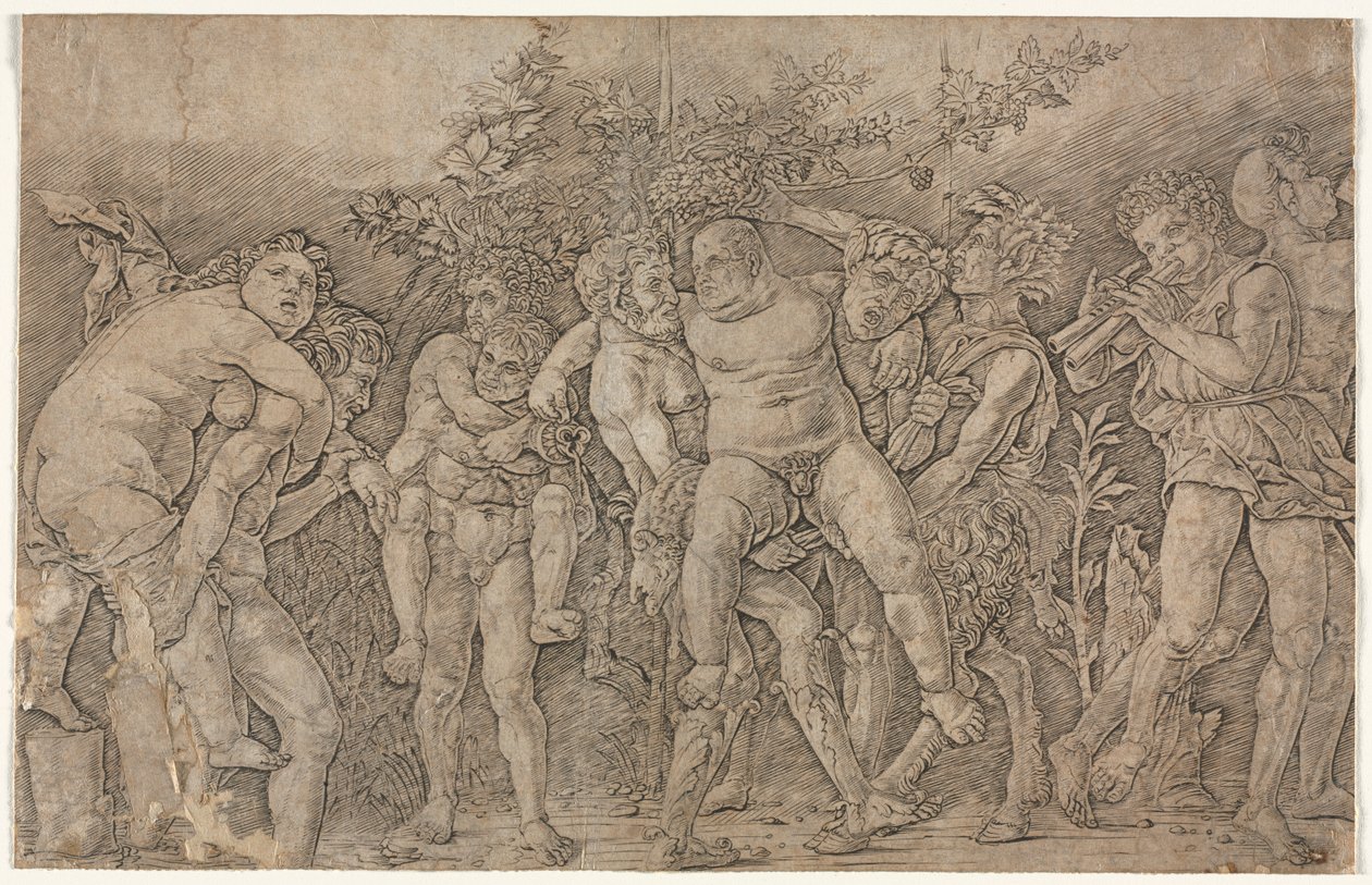 Bacchanal med Silenus. af Andrea Mantegna