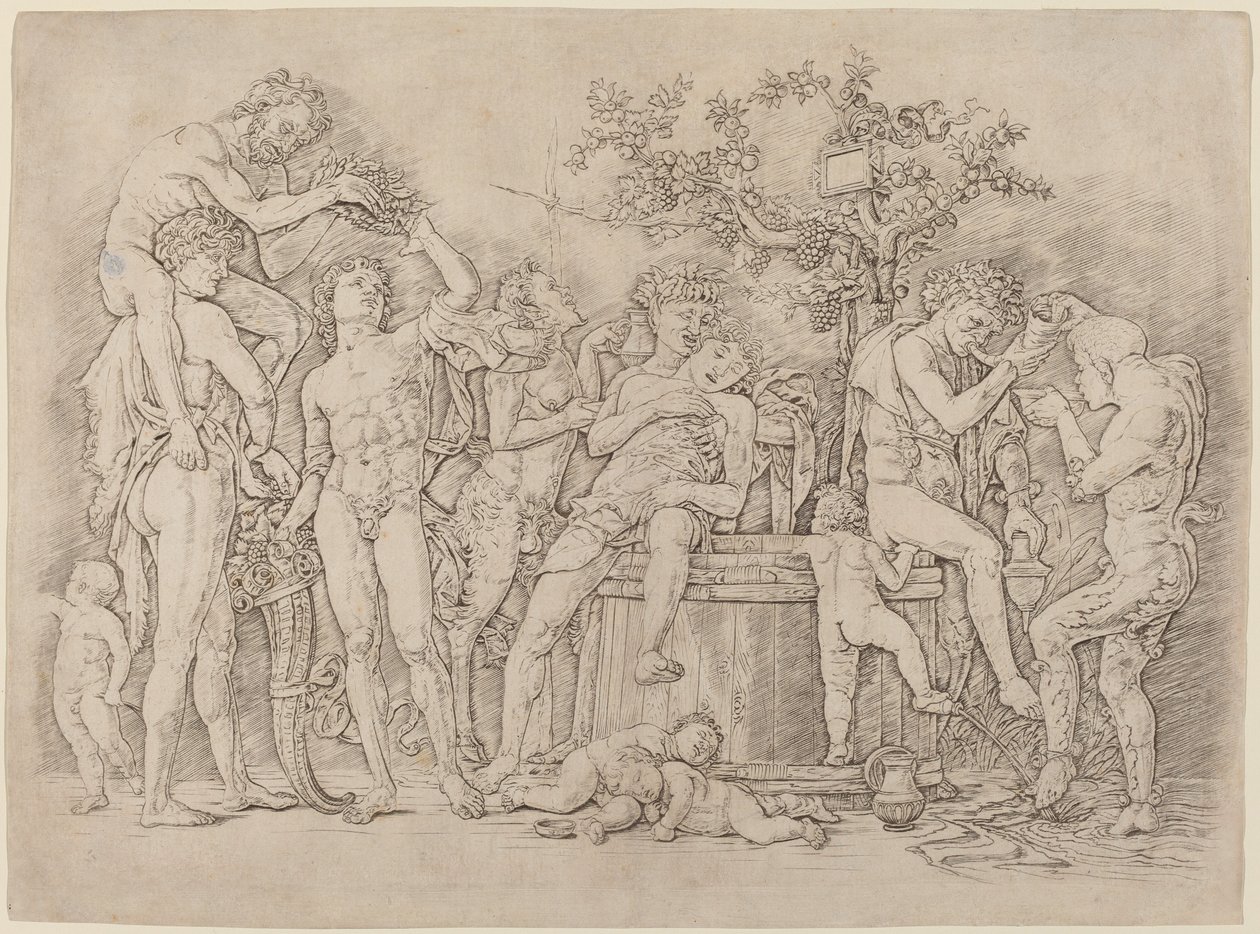 Bacchanal med en vin Vat af Andrea Mantegna