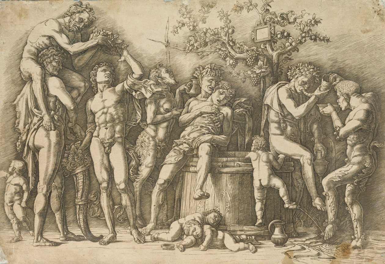Bacchanal with a Wine Vat, c.1470-90 (gravering og drypoint) af Andrea Mantegna