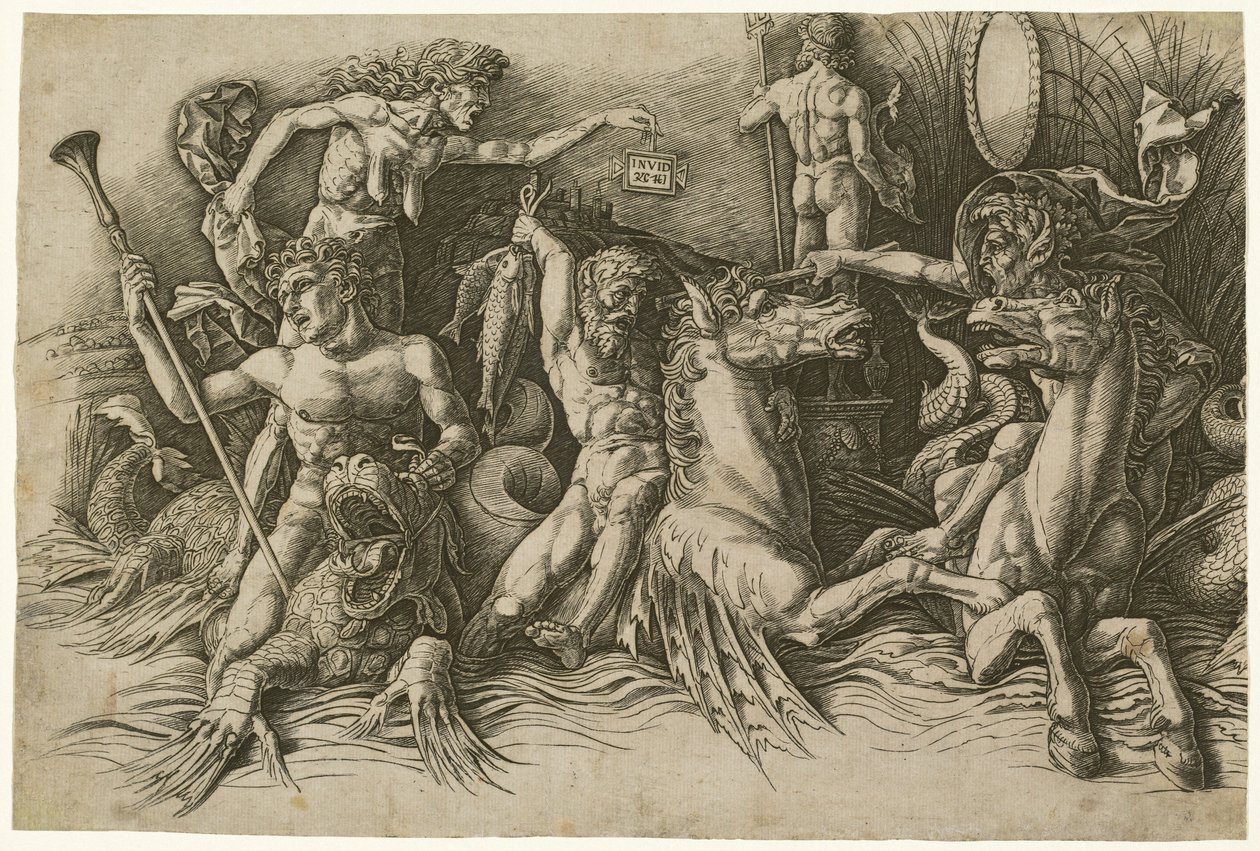 Slaget ved havguderne [venstre halvdel] af Andrea Mantegna