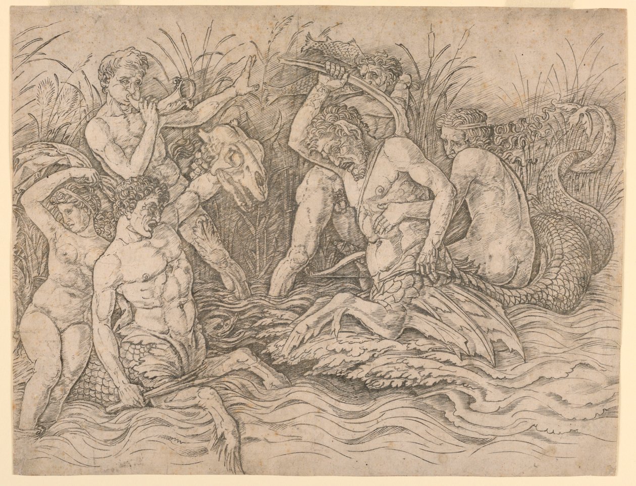 Battle of the Sea Gods, højre halvdel af Andrea Mantegna