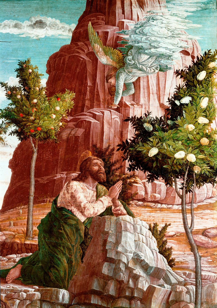 Kristus beder i Oliehaven. Detalje. Predelle af altertavlen i San Zeno de Verona. Maleri (tempera) på træ af Andrea Mantegna (1431-1506) af Andrea Mantegna