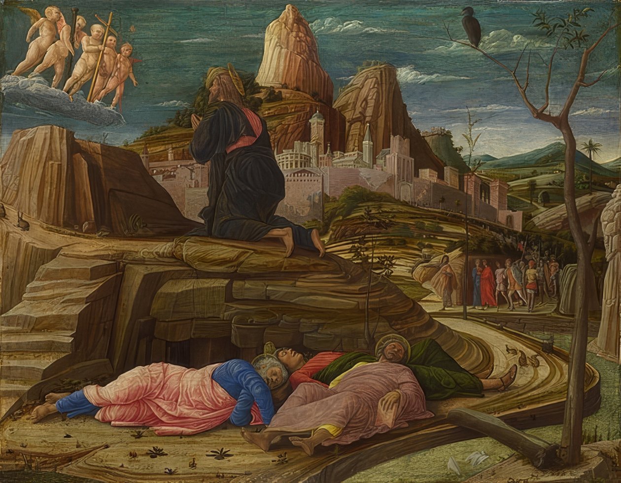 Kristus på Oliebjerget. Omkring 1458-60 af Andrea Mantegna