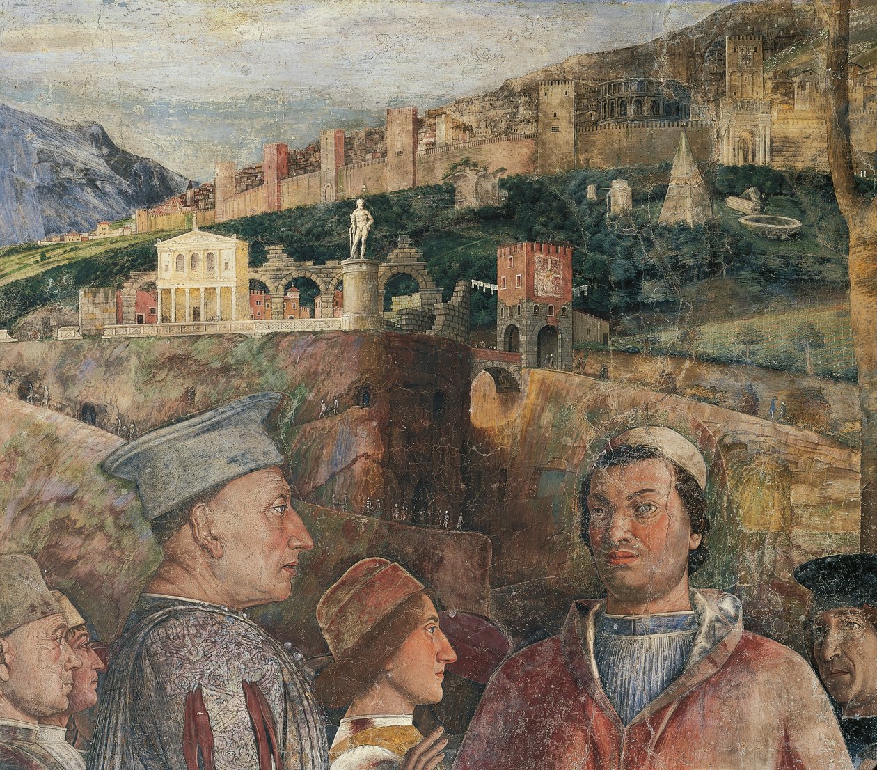 Detalje af freskomaleri i Brudekammer af Andrea Mantegna (1431-1506) Castle of St George, Mantua (UNESCOs verdensarvsliste, 2008). Italien af Andrea Mantegna