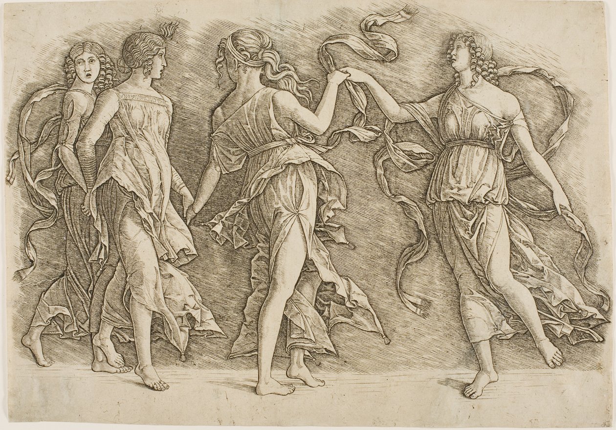 Fire kvinder danser af Andrea Mantegna