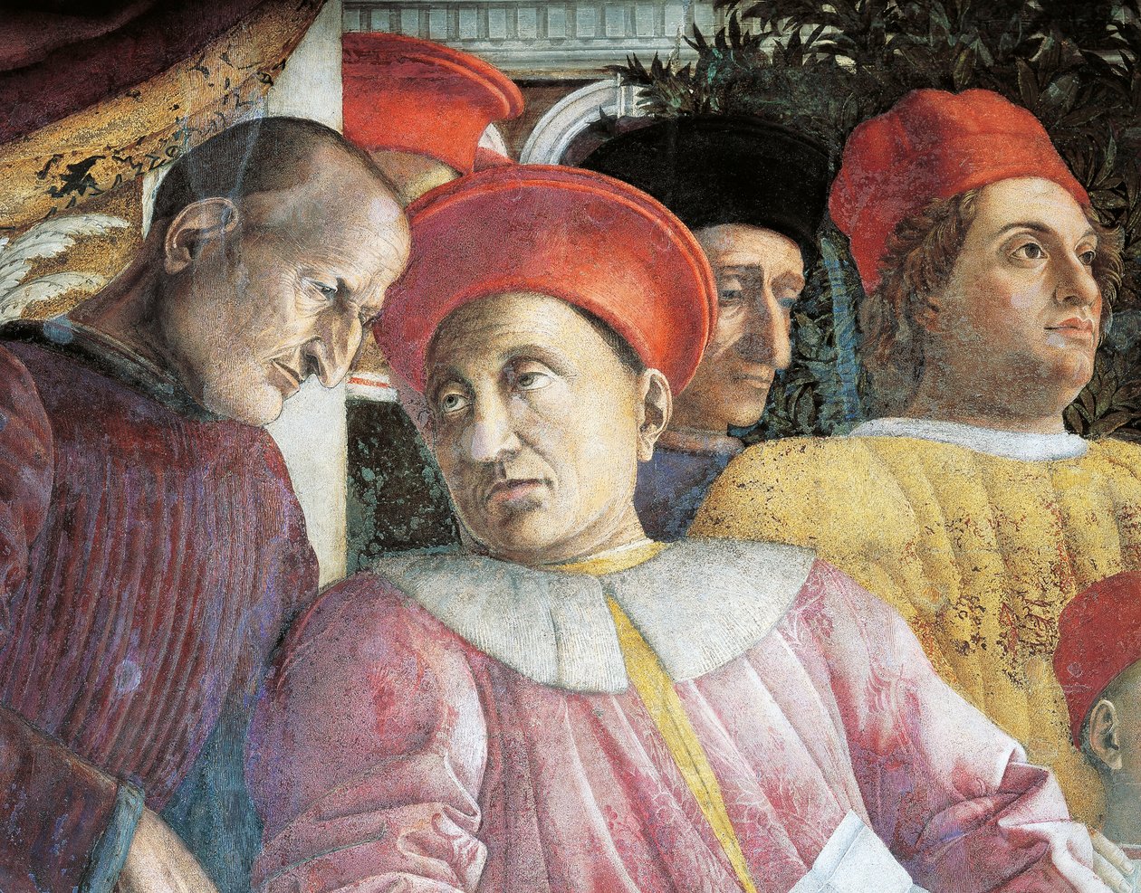 Ludovico Gonzaga og rådgiver Marsilio Andreasi, detalje fra Court Wall af Andrea Mantegna