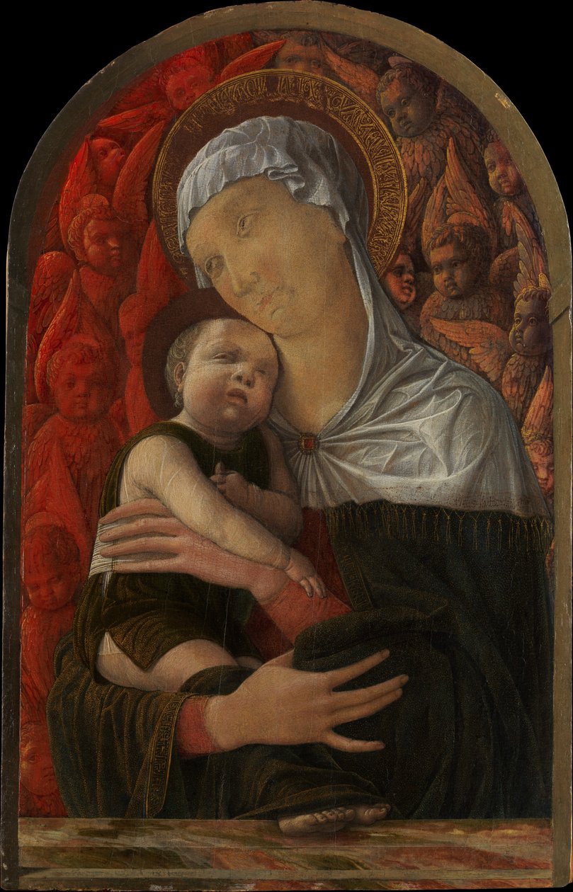 Madonna med barnet, serafer og keruber af Andrea Mantegna