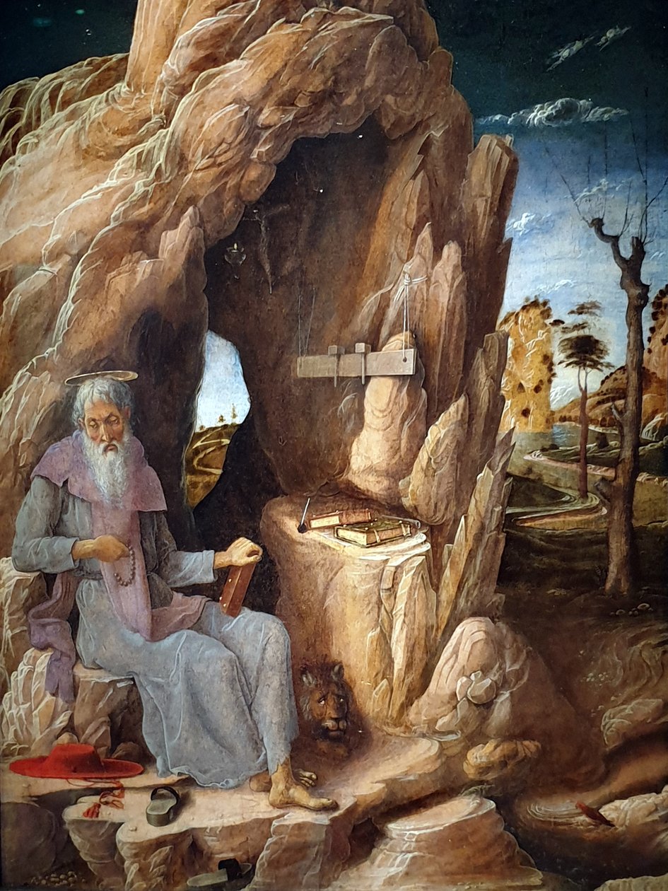 Sankt Hieronymus bodfærdig i ørkenen af Andrea Mantegna