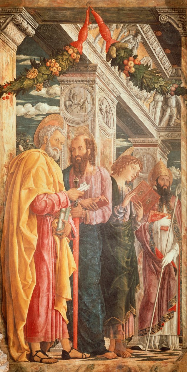 De hellige Peter og Paul og to hellige, detalje fra San Zeno-altertavlen af Andrea Mantegna