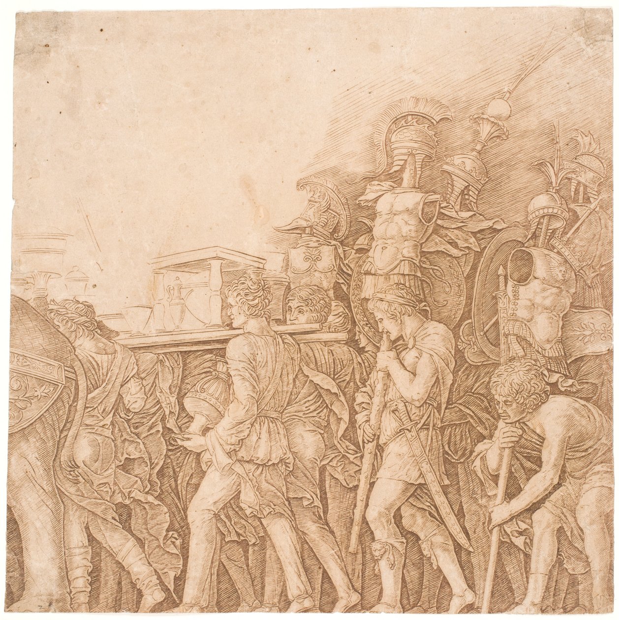 Soldater bærende trofæer af Andrea Mantegna