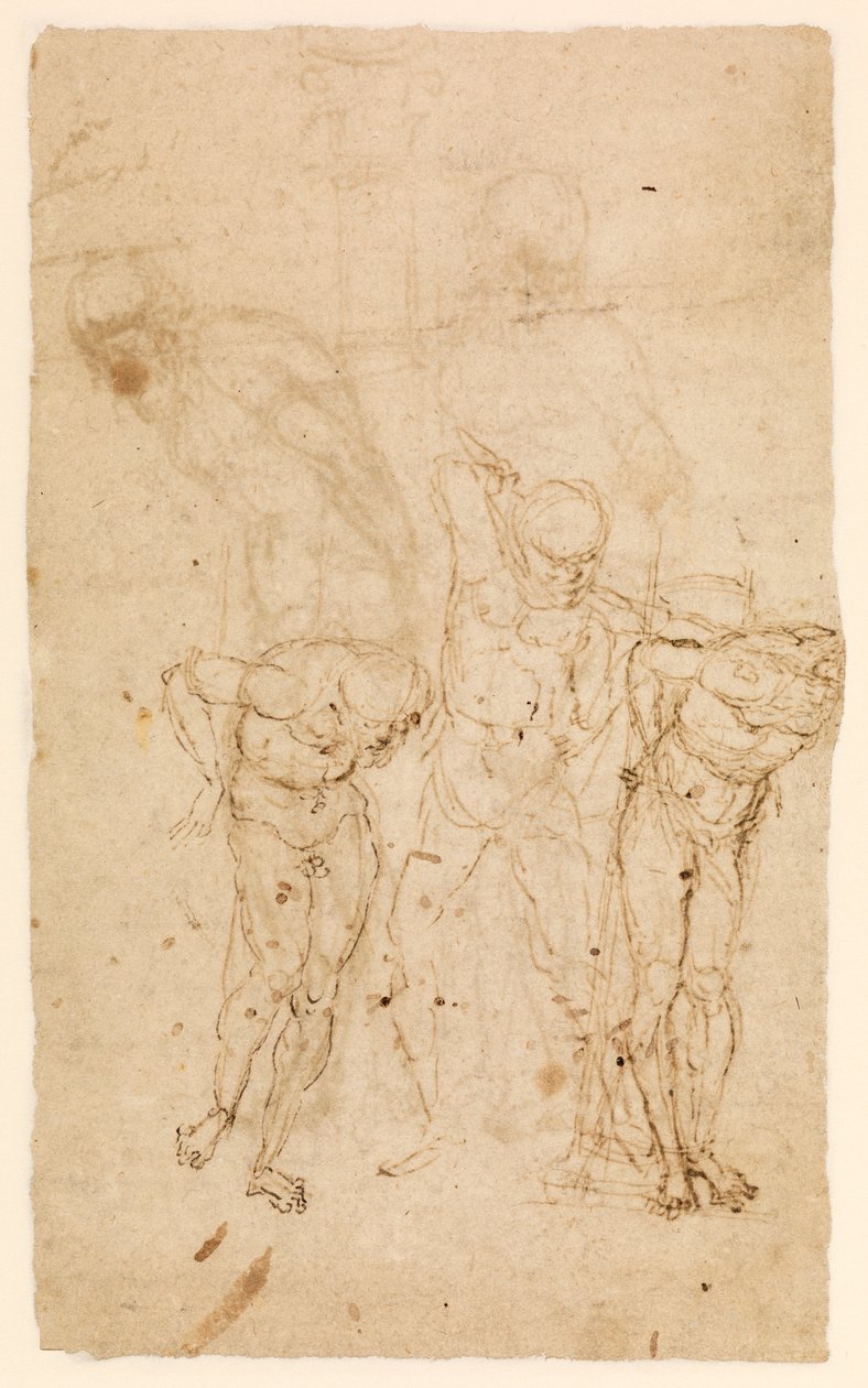 Studier til Kristus ved søjlen (verso), ca. 1460-65 (pen & blæk på papir) [se også 5934515] af Andrea Mantegna