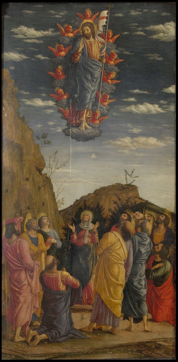 The Ascension Triptych of the Uffizi Uffizi Tryptich, venstre panel, ca 1463-1464 af Andrea Mantegna