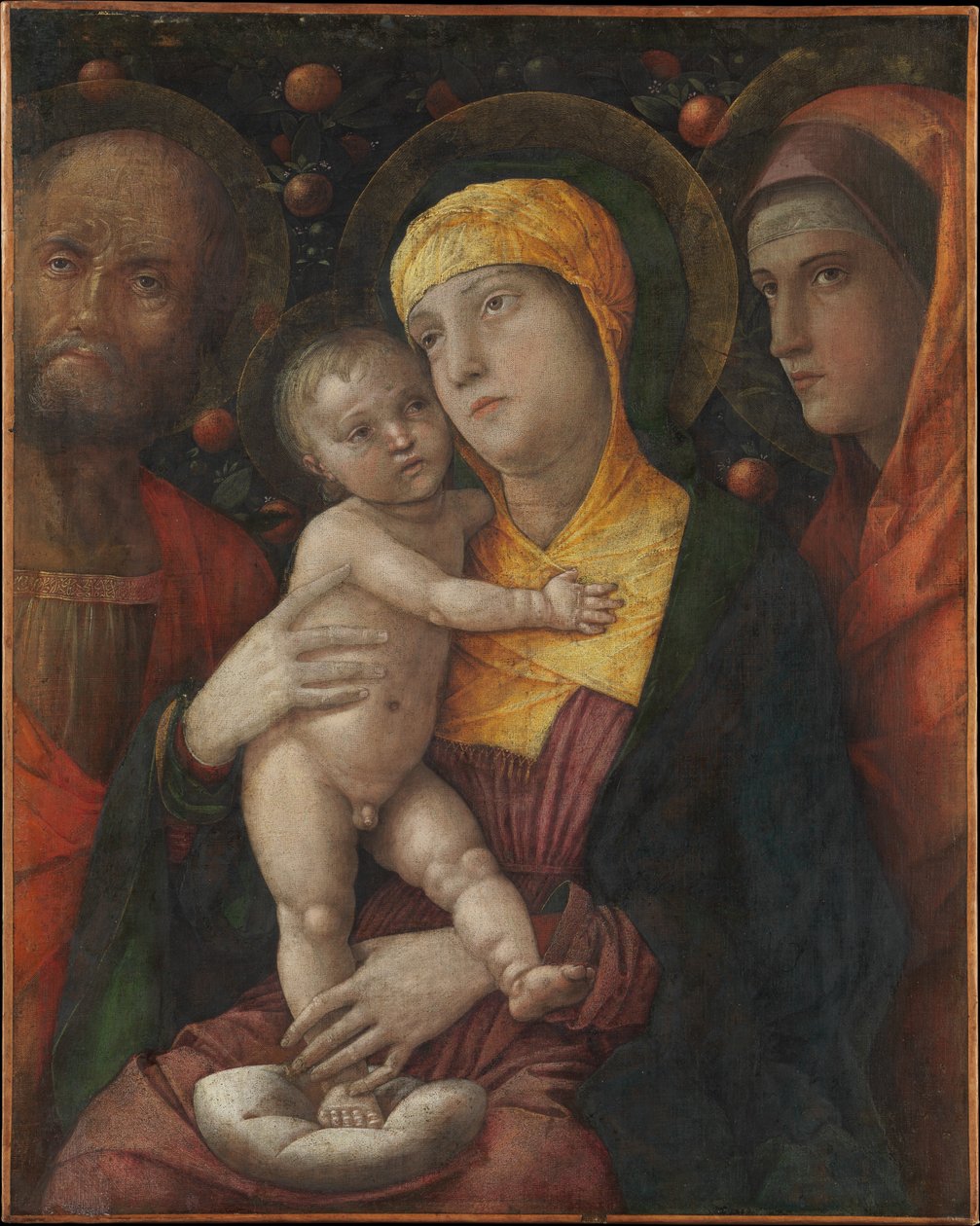 Den Hellige Familie med den hellige Maria Magdalena af Andrea Mantegna
