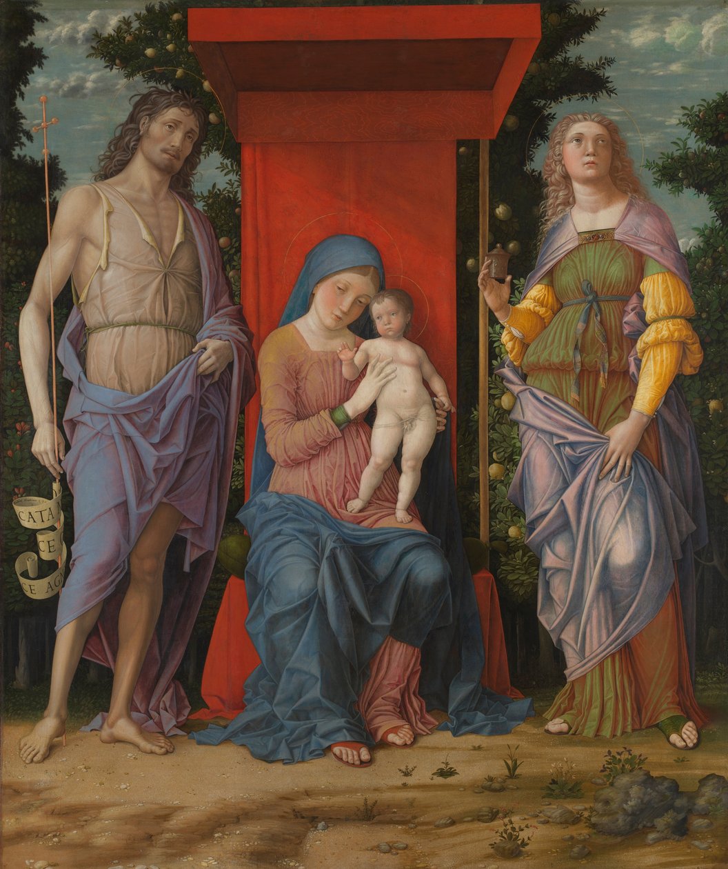 Jomfruen og barnet med helgener af Andrea Mantegna