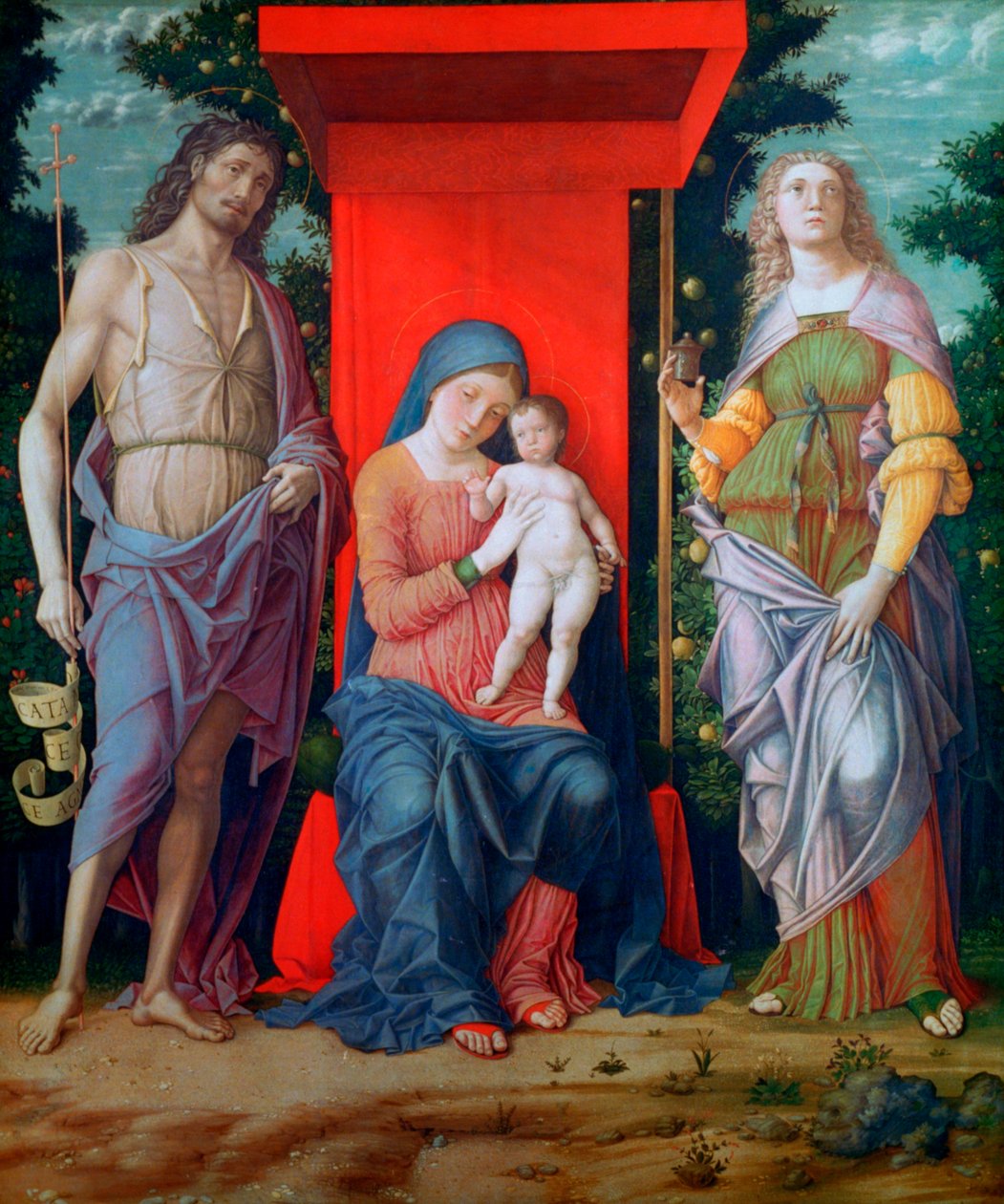 Jomfruen og barnet med hellige, c1490-1505 af Andrea Mantegna