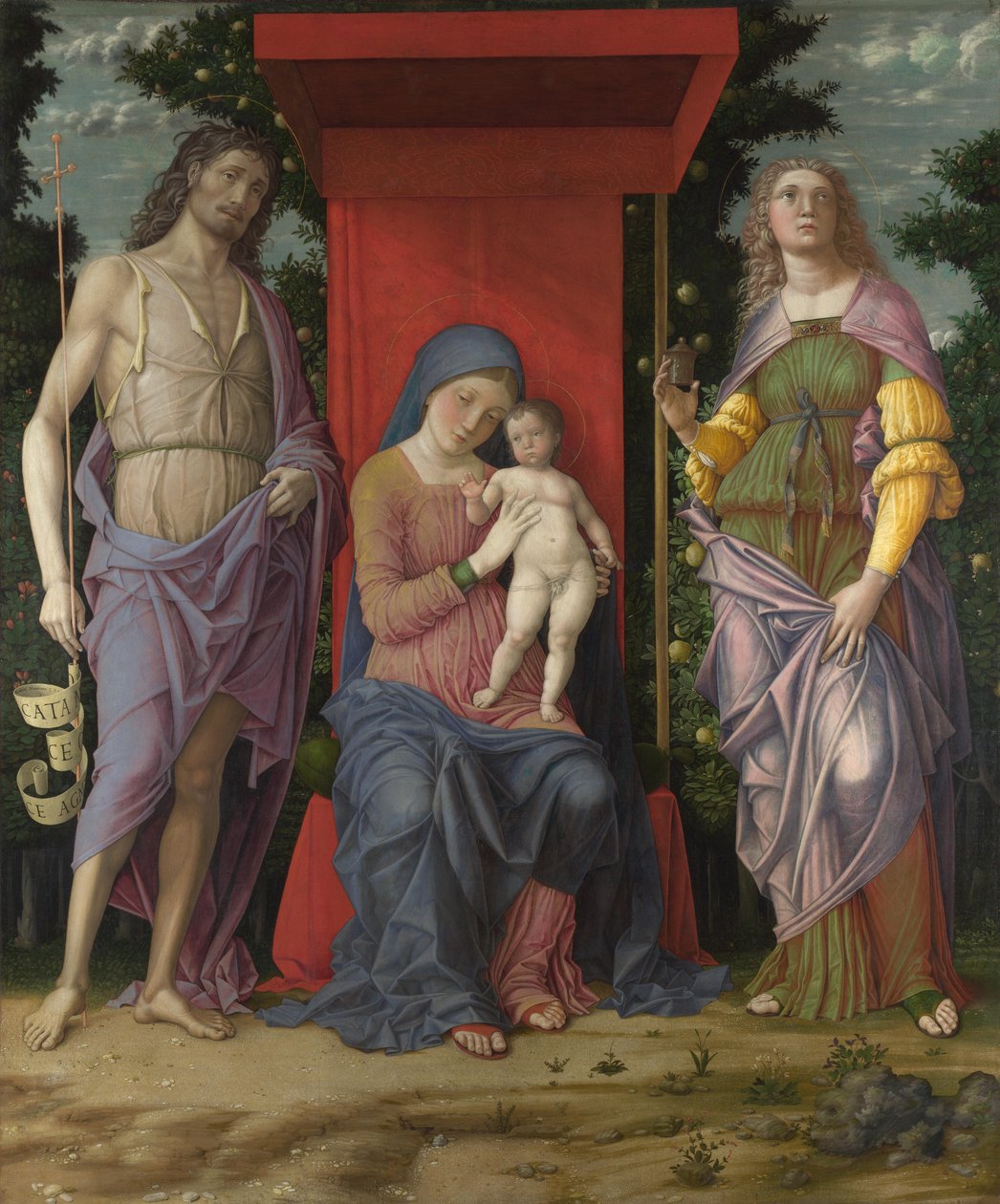 Jomfruen og Barnet med Magdalen og Johannes Døberen, ca. 1495 af Andrea Mantegna