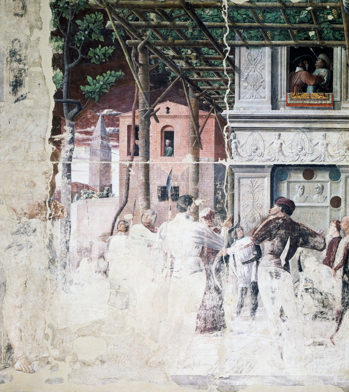 Fordømmelsen af Saint Christopher, detalje fra Martyrdom of Saint Christopher af Andrea Mantegna