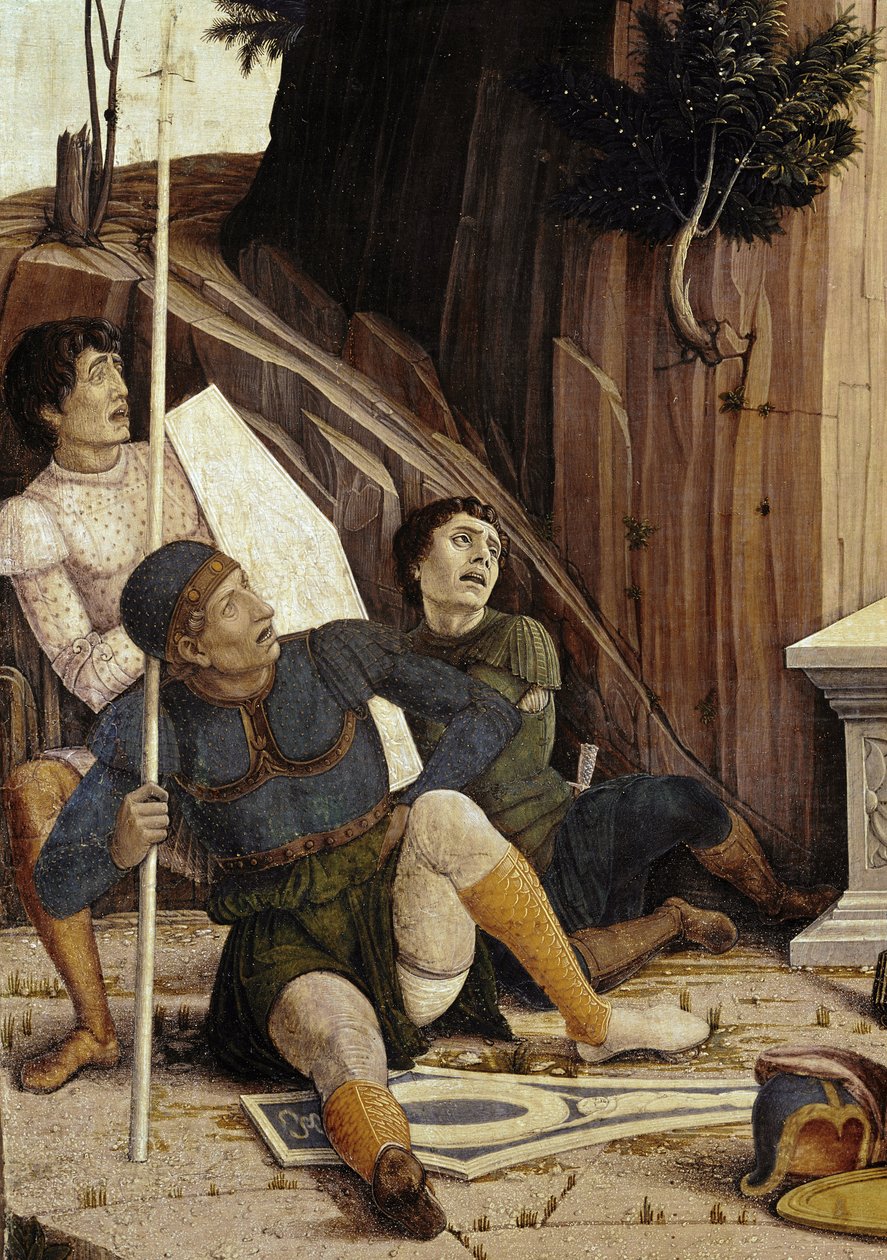 Opstandelsen, detalje af predelle af altertavlen i San Zeno (tempera på panel af Andrea Mantegna