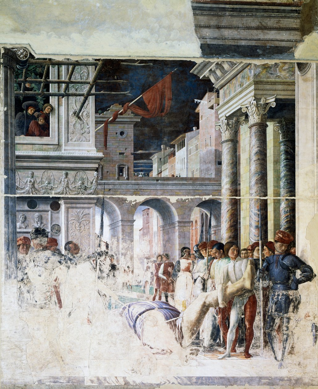 Transport af Saint Christopher halshugget lig, detalje fra Martyrdom of Saint Christopher af Andrea Mantegna