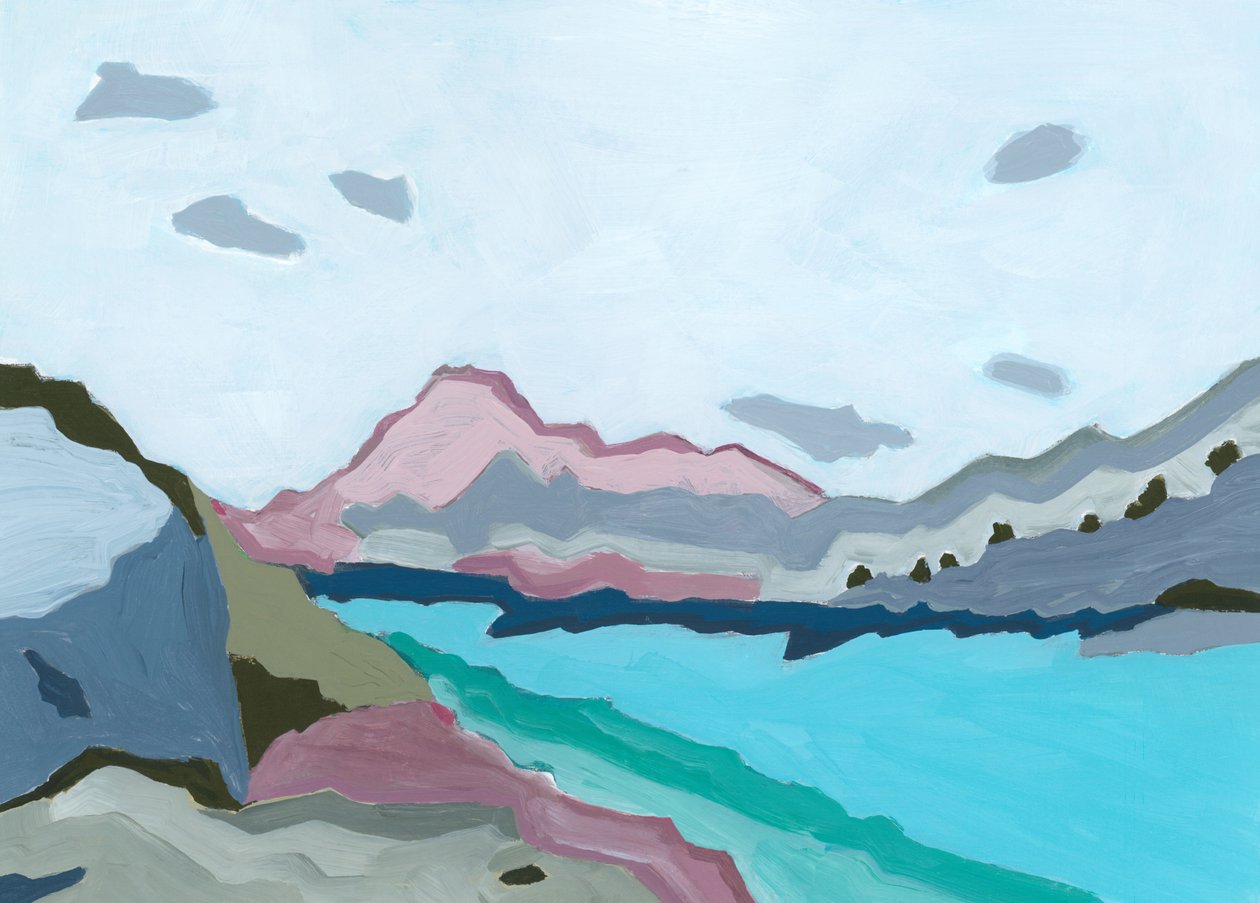 Cool waters, 2023 (akryl på papir) af Andrea Mejia