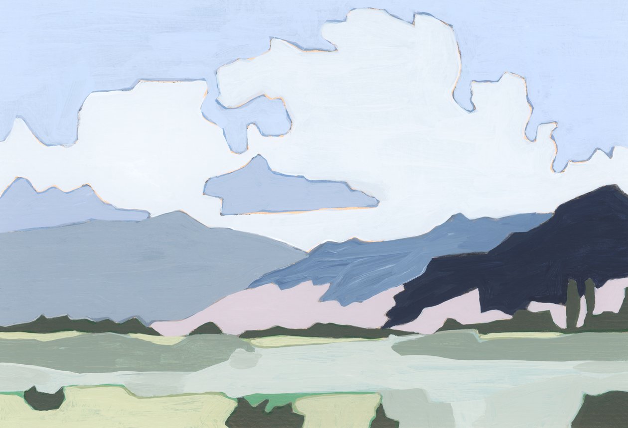 Dreamy sky, 2023 (akryl på papir) af Andrea Mejia