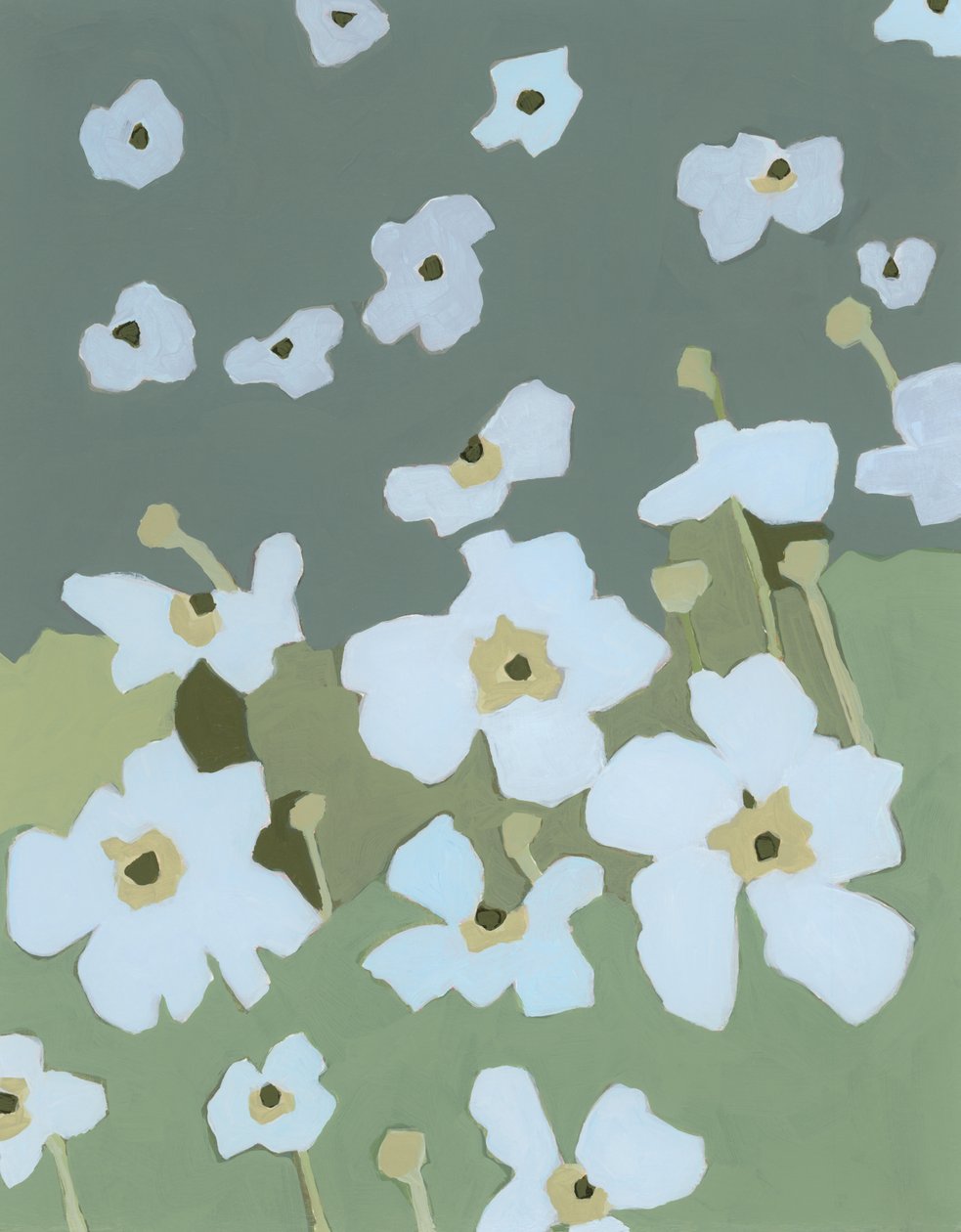 Blomstersymfoni, 2023 (akryl på papir) af Andrea Mejia