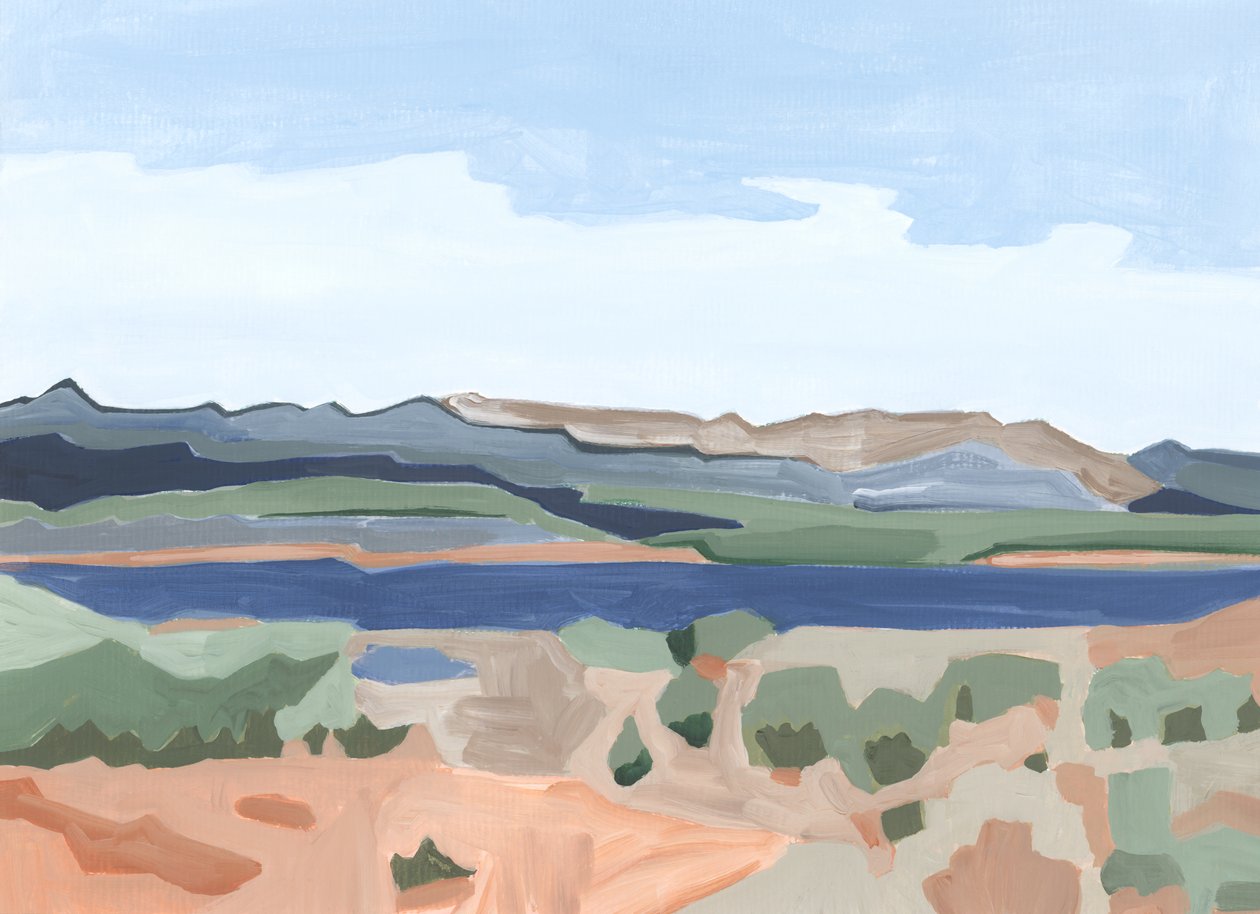 Sacred valley, 2023 (akryl på papir) af Andrea Mejia