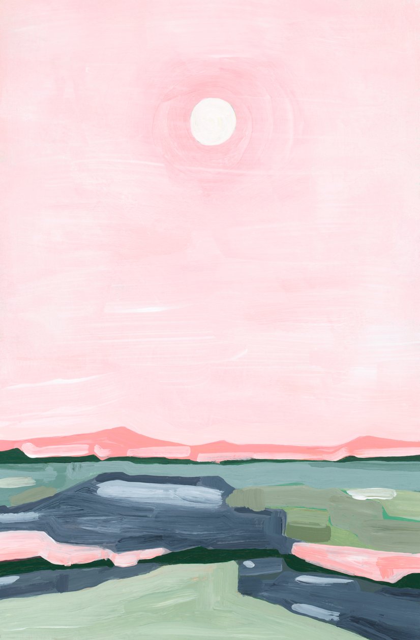 Jordbærhimmel, 2023 (akryl på papir) af Andrea Mejia