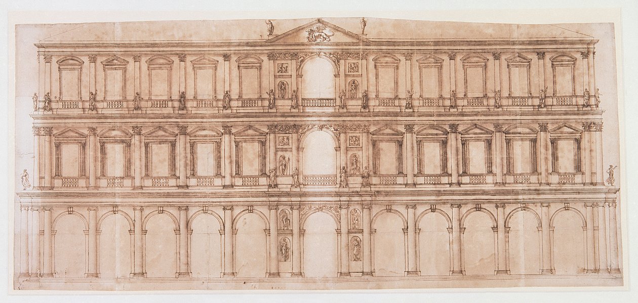 Palazzo Ducale, Venedig (pen og blæk på papir) af Andrea Palladio