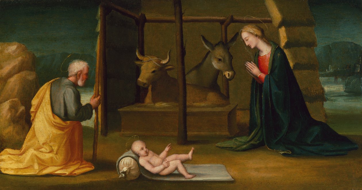 The Nativity, c.1500 (olie på panel) af Andrea Piccinelli