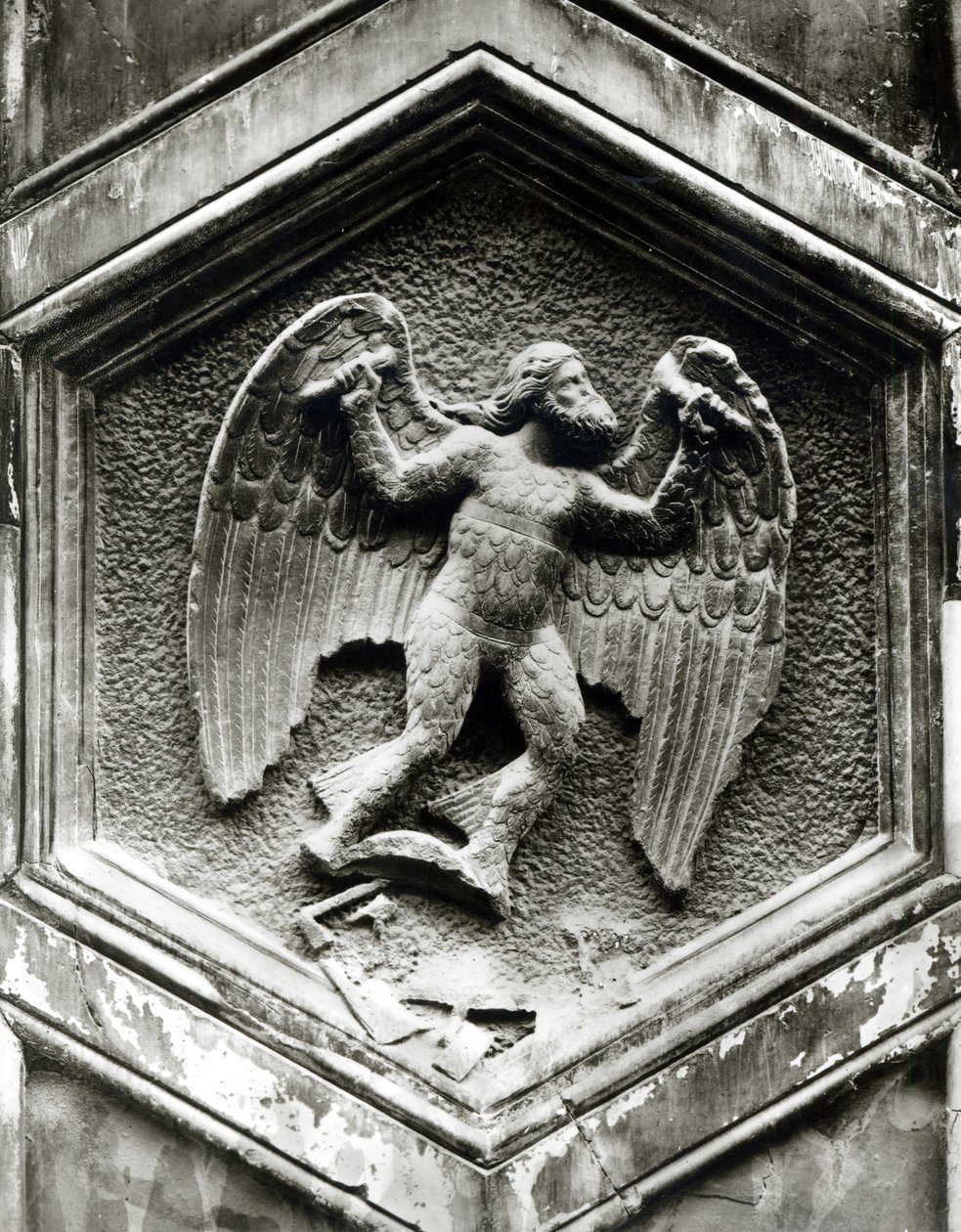 Daedalus, dekorativt relief fra Campanile, Firenze, ca. 1348-50 (marmor) (s/h foto) (se også 103681) af Andrea Pisano